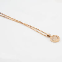 Bulgari 18K Rose Gold  with Green Jade and Pave Diamonds Lady's Necklace