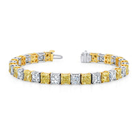 Alternating Yellow and White Diamond Bracelet