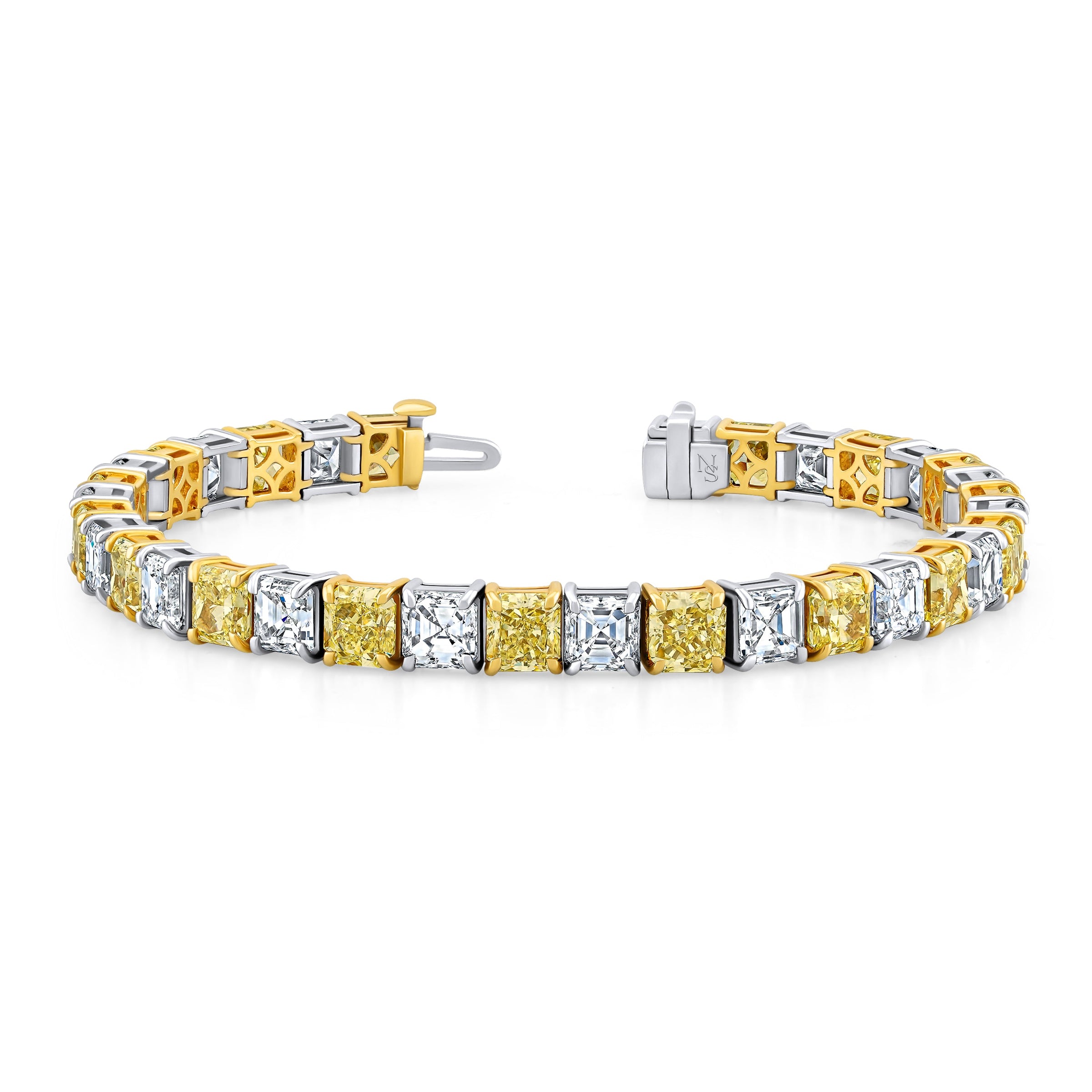 Alternating Yellow and White Diamond Bracelet