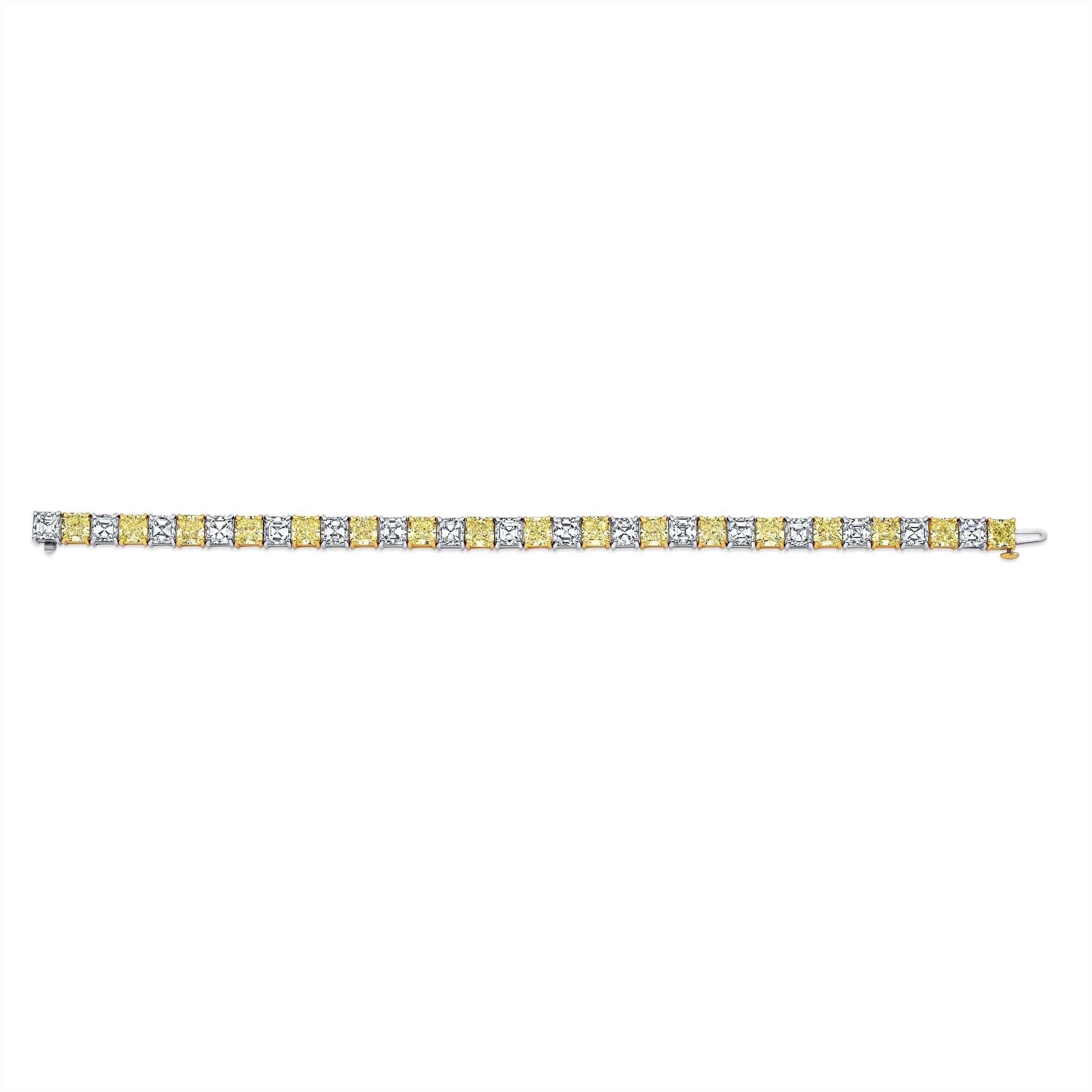 Alternating Yellow and White Diamond Bracelet