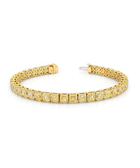 Fancy Yellow Asscher Diamond Straight Line Bracelet