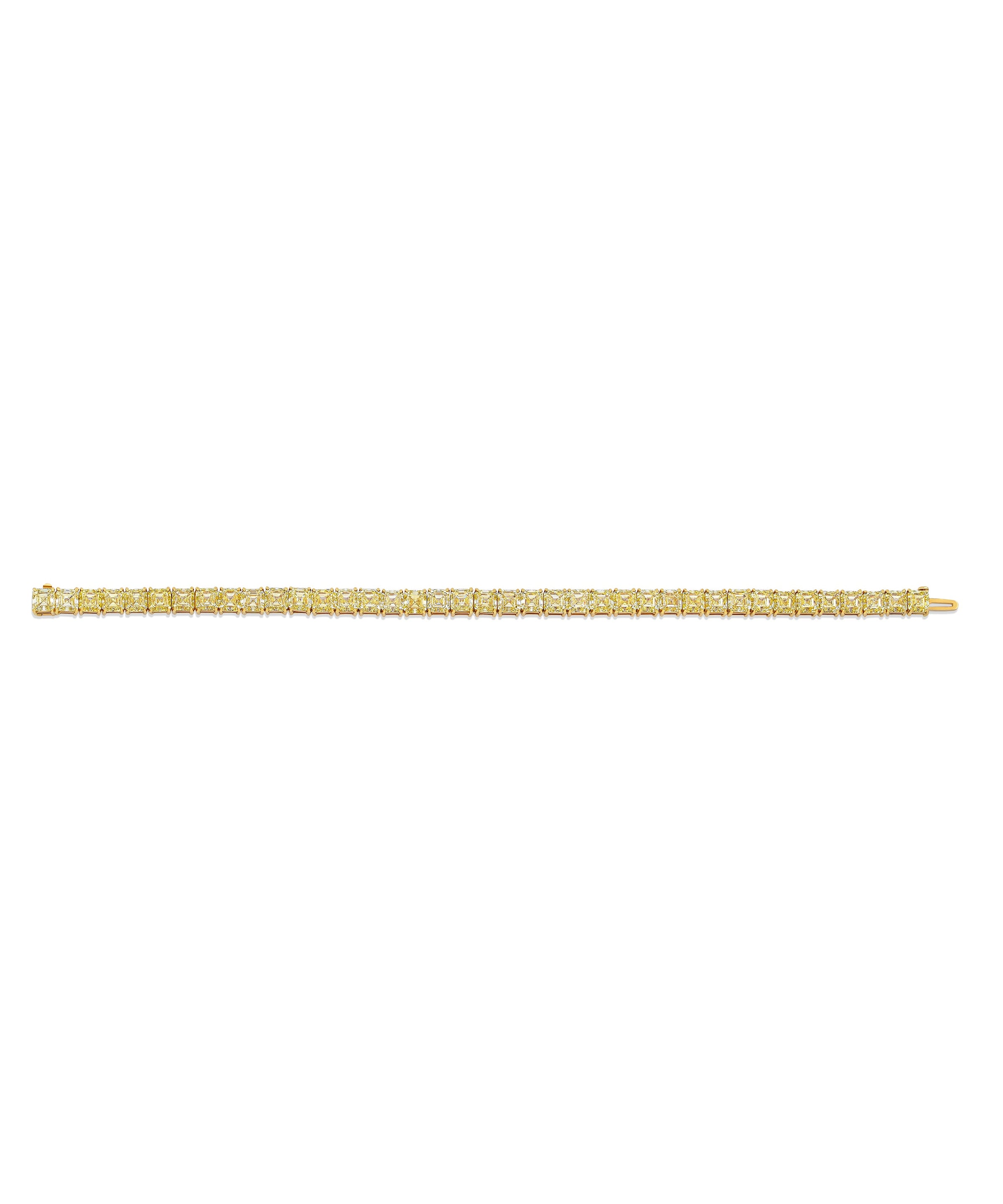 Fancy Yellow Asscher Diamond Straight Line Bracelet