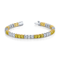 Alternating Yellow and White Diamond Block Bracelet