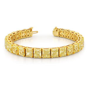 Fancy Yellow Radiant Diamond Straight Line Bracelet