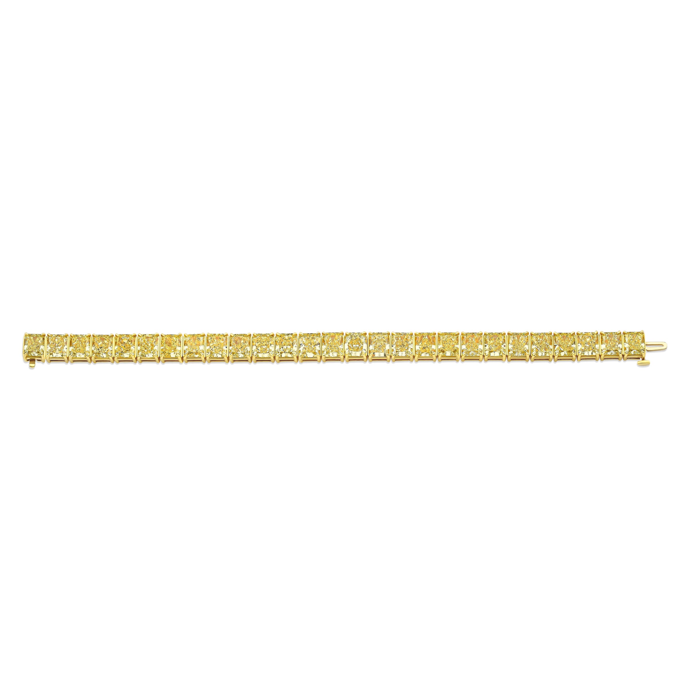 Fancy Yellow Radiant Diamond Straight Line Bracelet