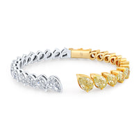 Fancy Yellow and White Pear Diamond Bangle Bracelet
