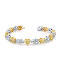Mixed Shape Fancy Yellow and White Diamond Bracelet