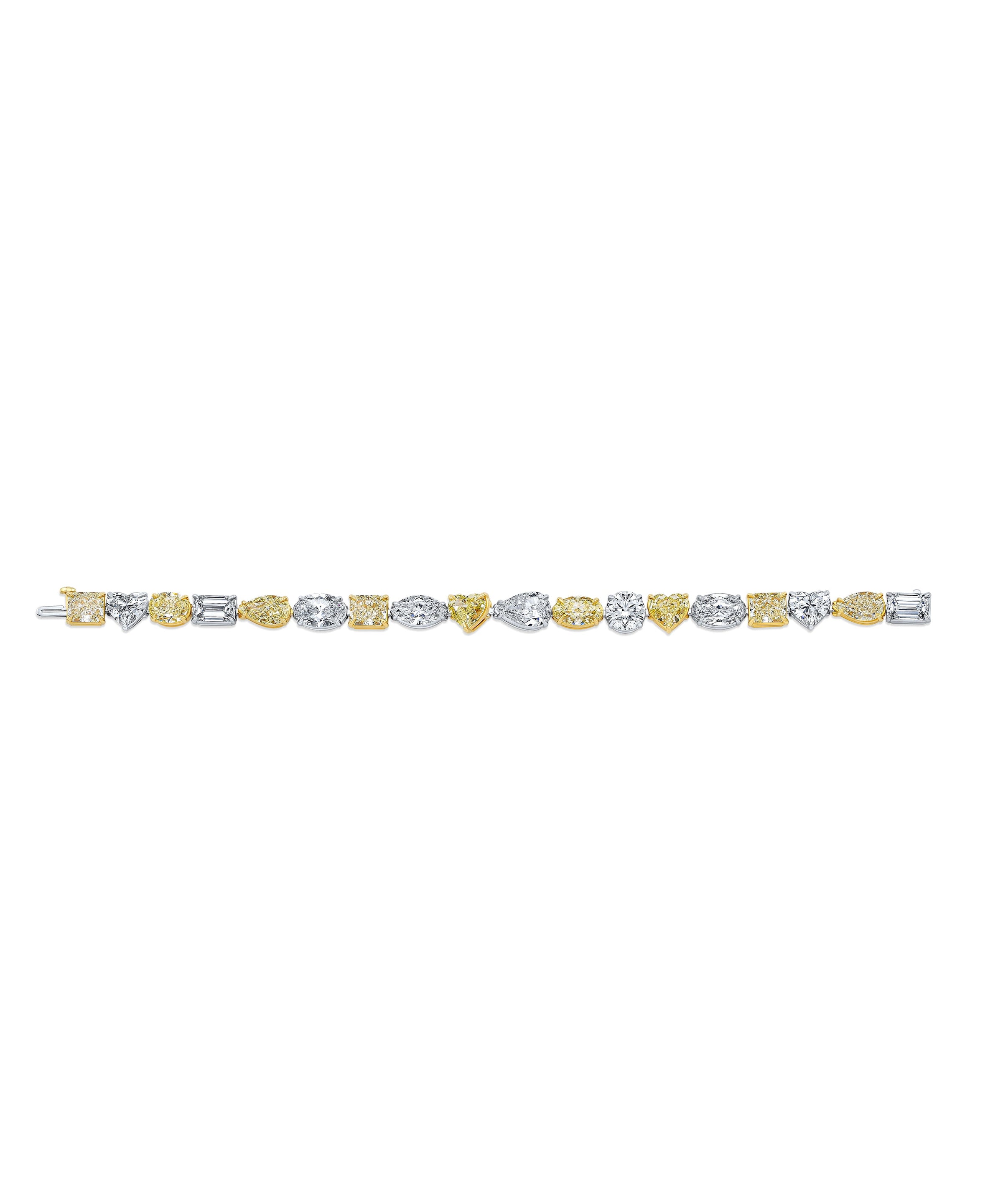 Mixed Shape Fancy Yellow and White Diamond Bracelet