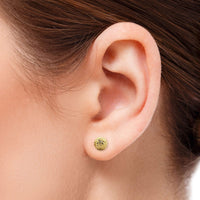14K Crystal Cut Ball Earrings