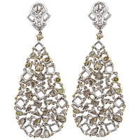 10.42ct. Yellow Diamond & 1.61ct. White Diamond Chandelier Earrings Set In 18K White Gold