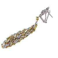 10.42ct. Yellow Diamond & 1.61ct. White Diamond Chandelier Earrings Set In 18K White Gold