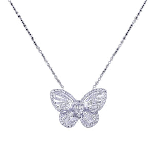 0.90ct. Butterfly Shaped Diamond Necklace Set In 14K White Gold