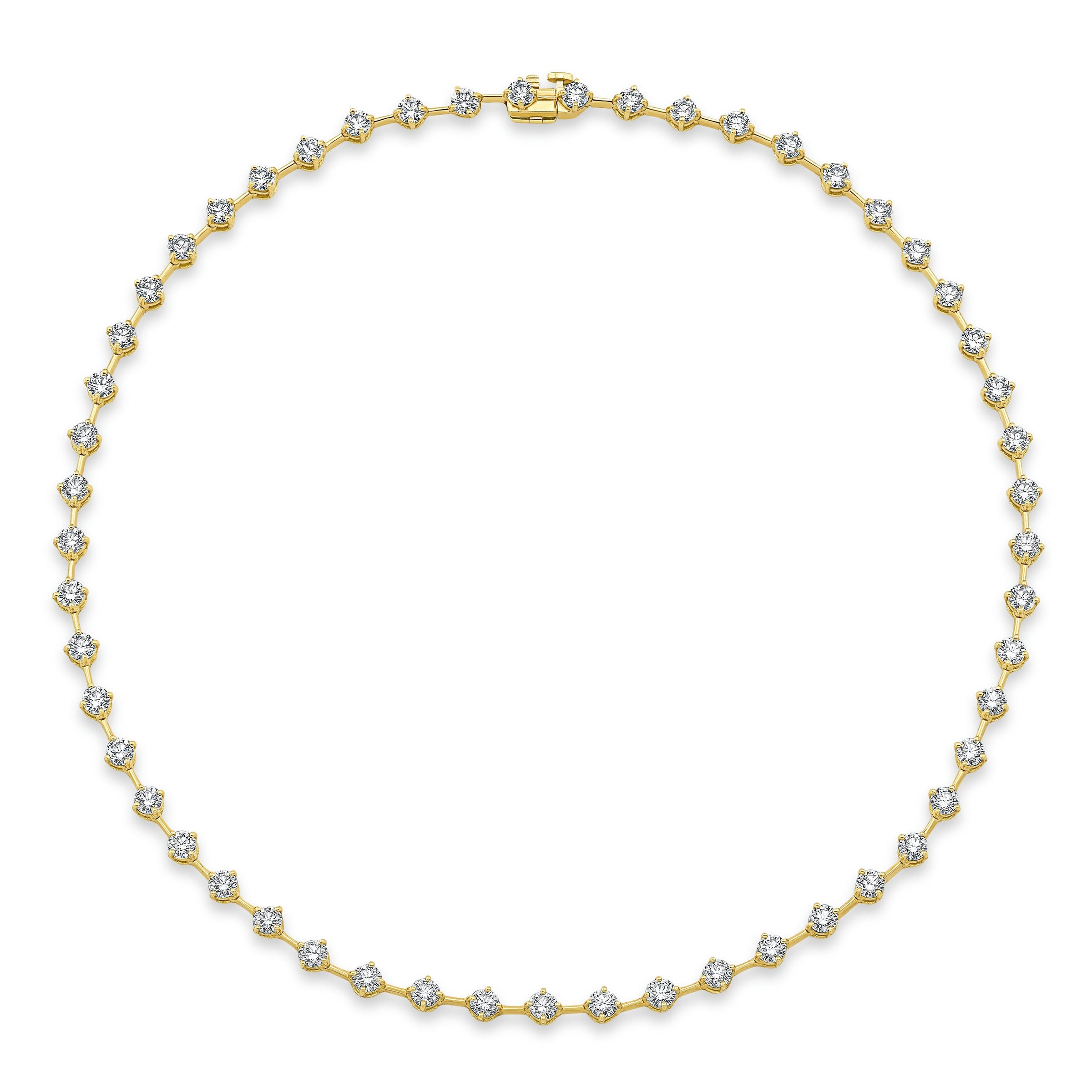 Round Brilliant Diamonds in 18k Yellow Gold Bar Necklace