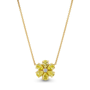 Fancy Yellow Diamond Flower Pendant