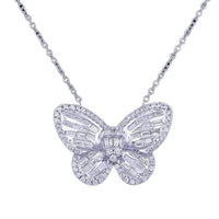 0.90ct. Butterfly Shaped Diamond Necklace Set In 14K White Gold