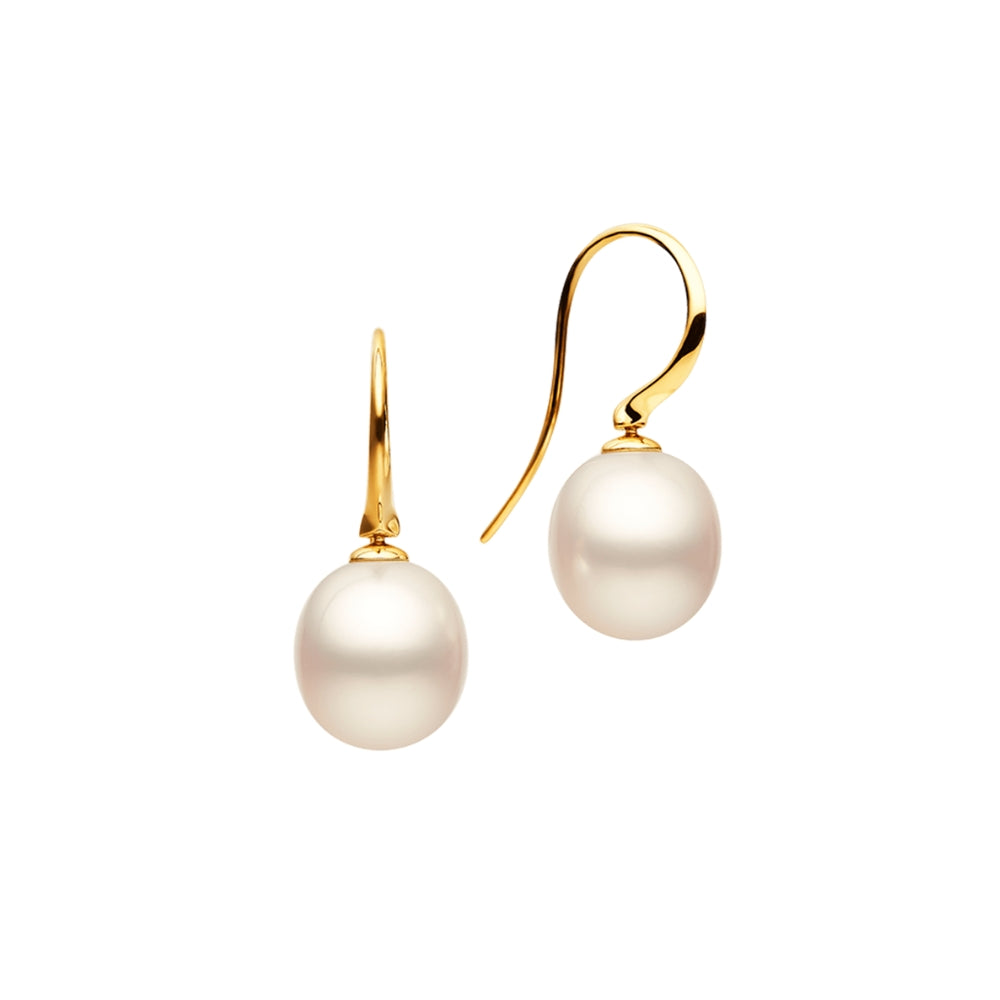 18KYG 11MM OV DROP AUSTRALIAN SOUTH SEA EARRING