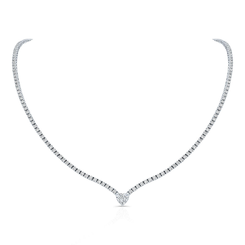 Diamond Necklace with Heart Shape Center Stone