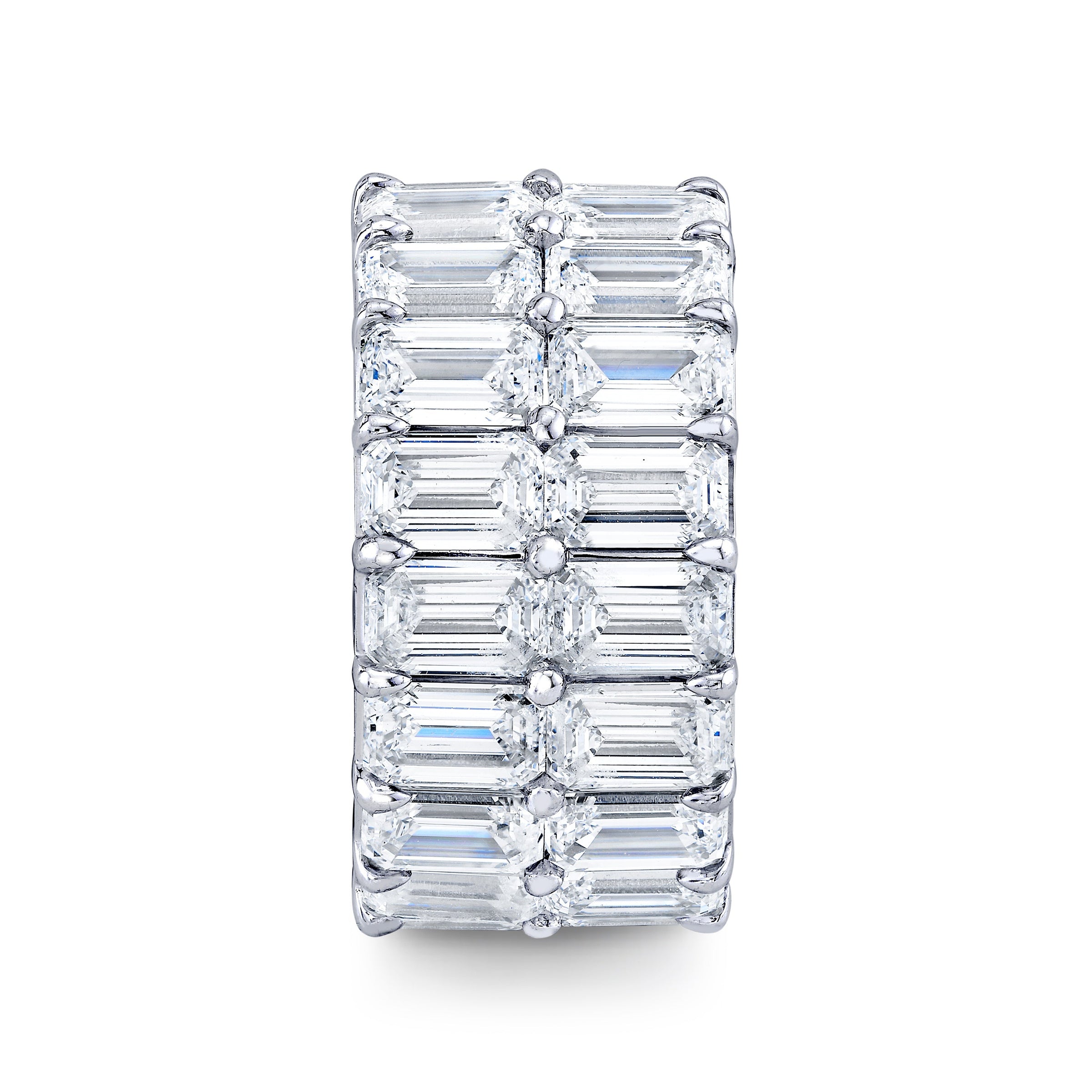 Double Row Emerald Cut Diamond Eternity Band