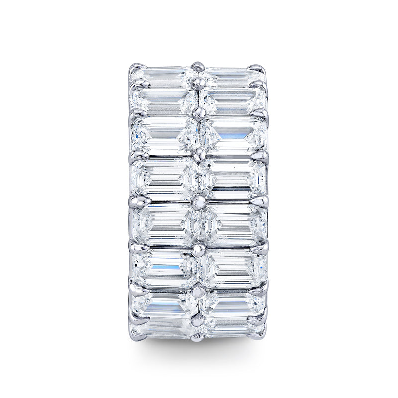 Double Row Emerald Cut Diamond Eternity Band