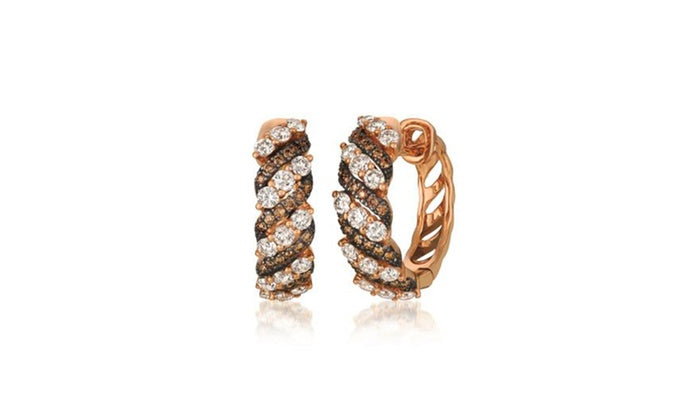 Choco & Vanilla Swarovski Elements Hoops Earrings in 18K Rose Gold, , Golden NYC Jewelry, Golden NYC Jewelry jewelryjewelry deals, swarovski crystal jewelry, groupon jewelry,, jewelry for mom,