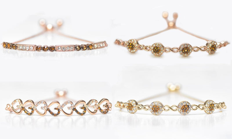 Chocolate Toned Swarovski Bar Bracelet in 18K Rose Gold Plating (Options Available), , Golden NYC Jewelry, Golden NYC Jewelry jewelryjewelry deals, swarovski crystal jewelry, groupon jewelry,, jewelry for mom,