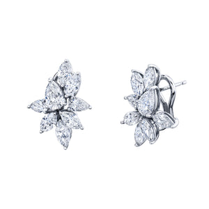 Pear and Marquise Diamond Cluster Earrings