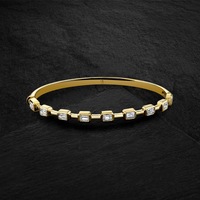 Hinged Bangle with Bezel-Set Emerald Cut Diamonds