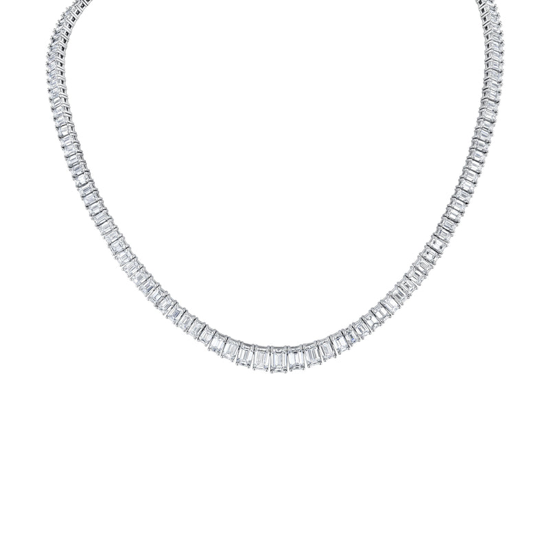 Graduated Emerald Cut Diamond Necklace