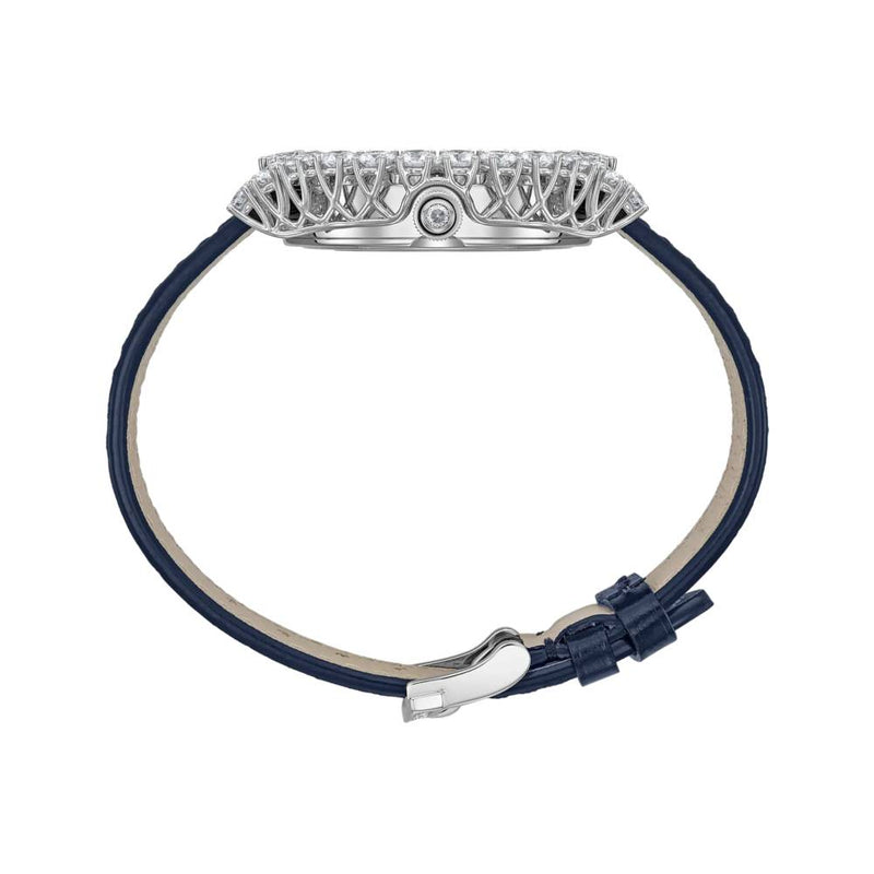 2025 Model Chopard L’Heure Du Diamant Moonphase 35mm Watch - Ref: 139445-1001 - Blue Diamond Dial in 18k White Gold Case, Blue Leather