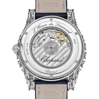 2025 Model Chopard L’Heure Du Diamant Moonphase 35mm Watch - Ref: 139445-1001 - Blue Diamond Dial in 18k White Gold Case, Blue Leather