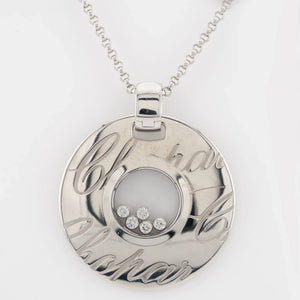 Chopard 18K White Gold Happy Diamonds Signature Disc Necklace