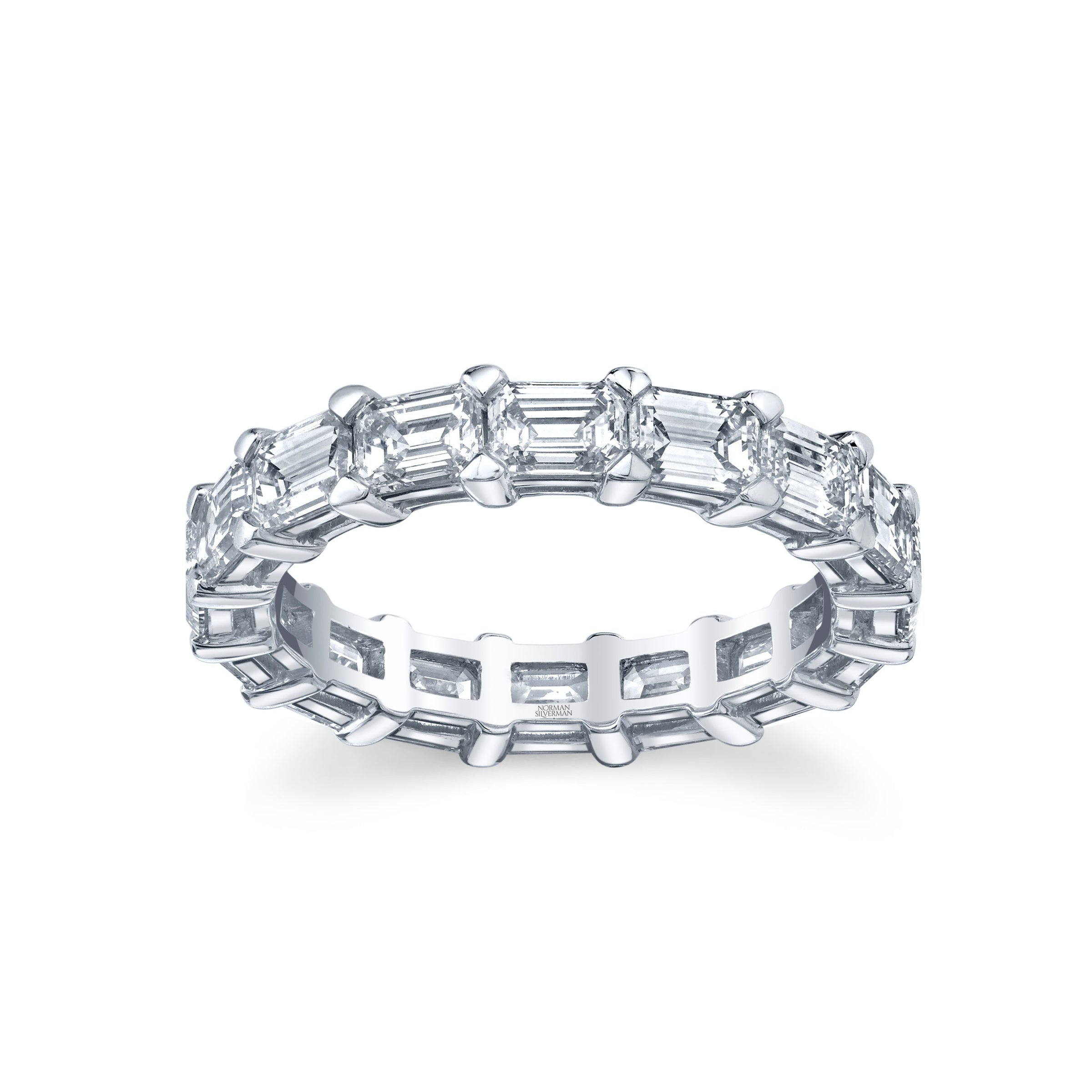 East West Emerald Cut Eternity Band in White Gold