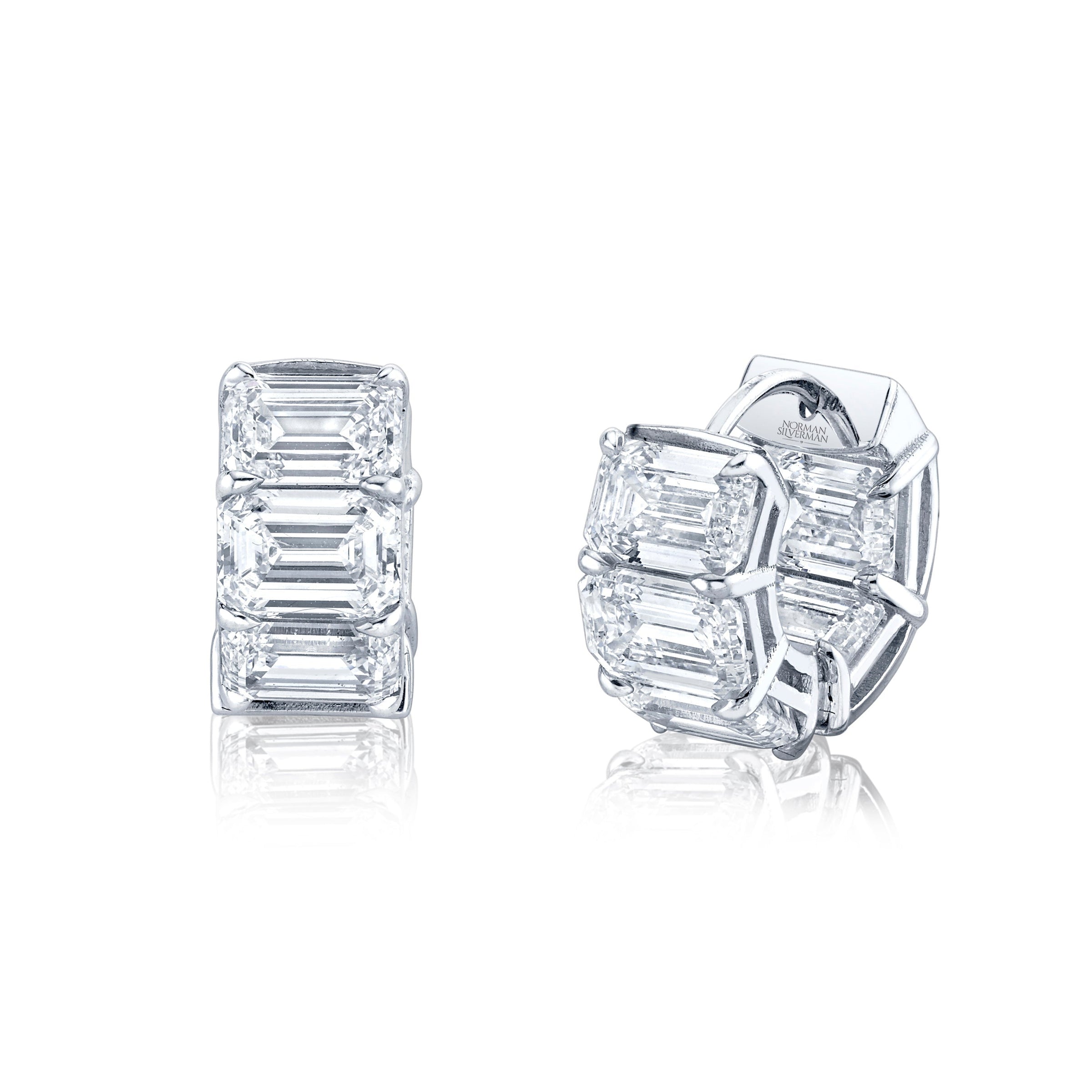 Emerald Cut Diamond Huggies