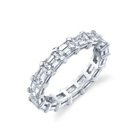 East West Emerald Cut Eternity Band in White Gold