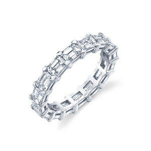 East West Emerald Cut Eternity Band in White Gold