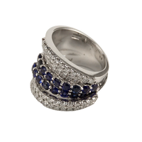 Damiani 18K White Gold Diamond & Blue Sapphire Lady's Ring