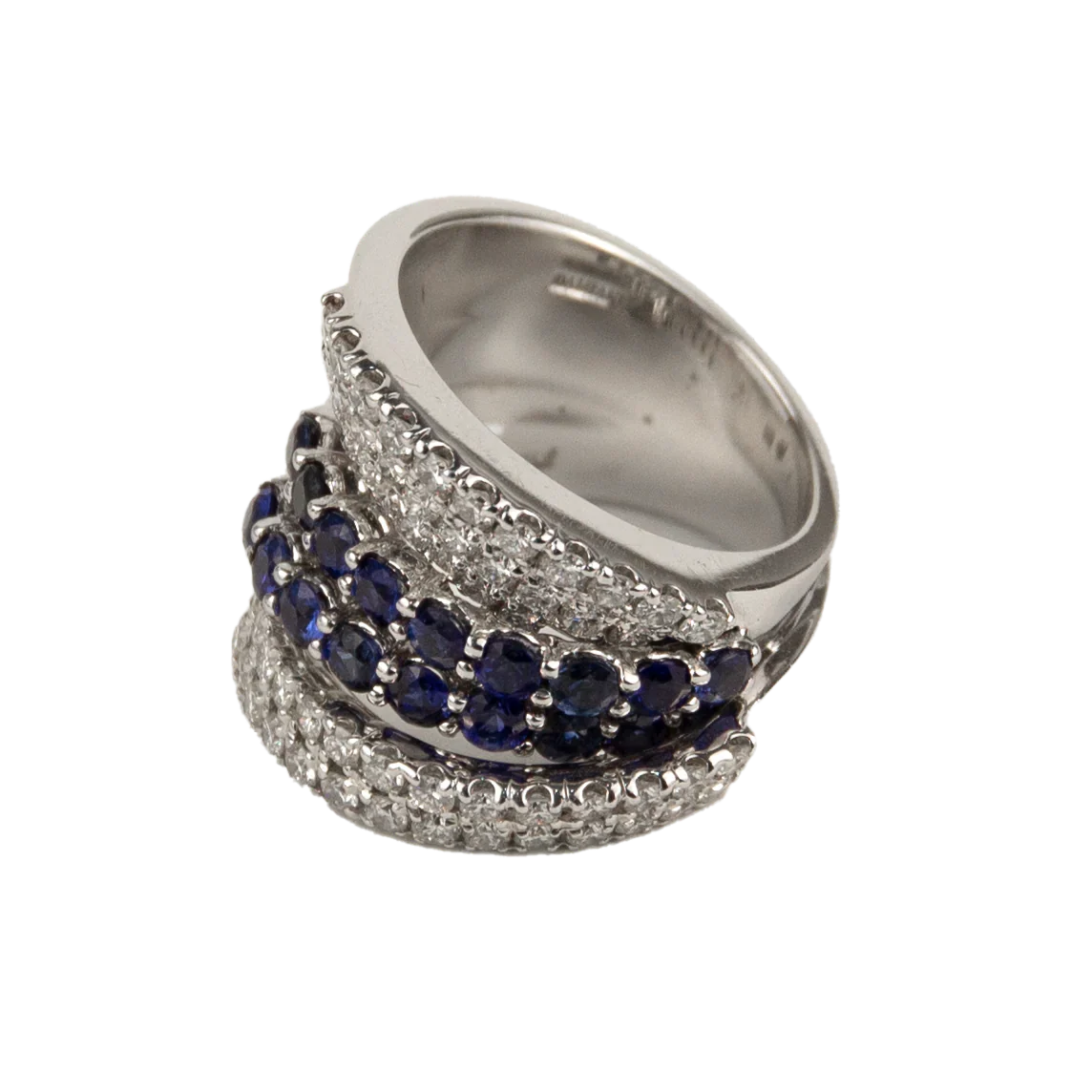 Damiani 18K White Gold Diamond & Blue Sapphire Lady's Ring