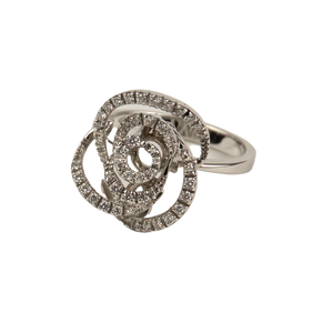 Damiani 18K White Gold Diamond Rose Lady's Ring