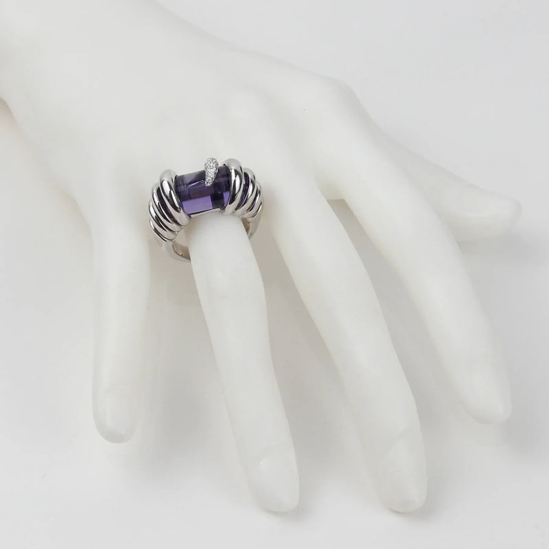 De Grisogono 18K White Gold Amethyst & Diamond Lady's Ring