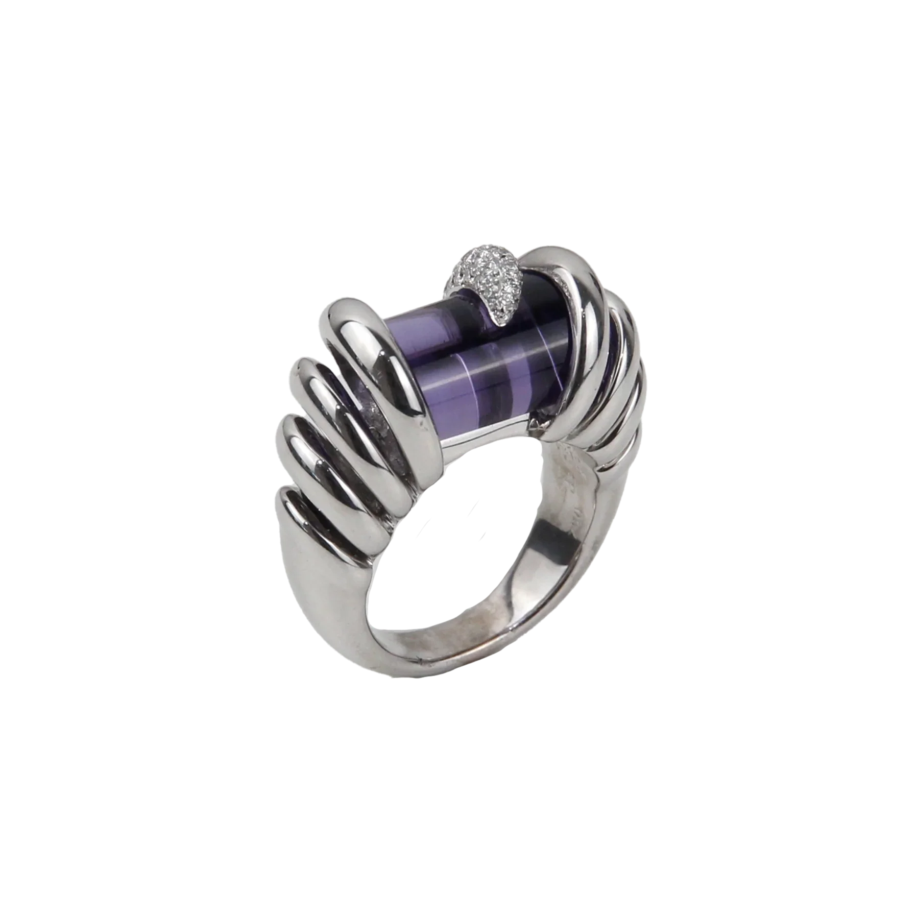 De Grisogono 18K White Gold Amethyst & Diamond Lady's Ring