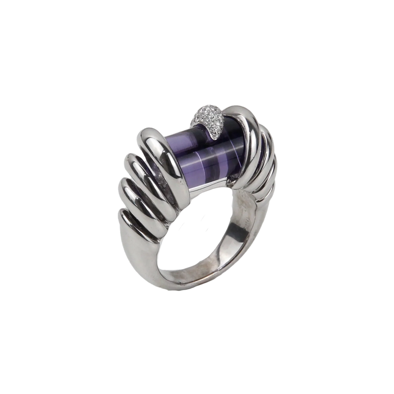 De Grisogono 18K White Gold Amethyst & Diamond Lady's Ring