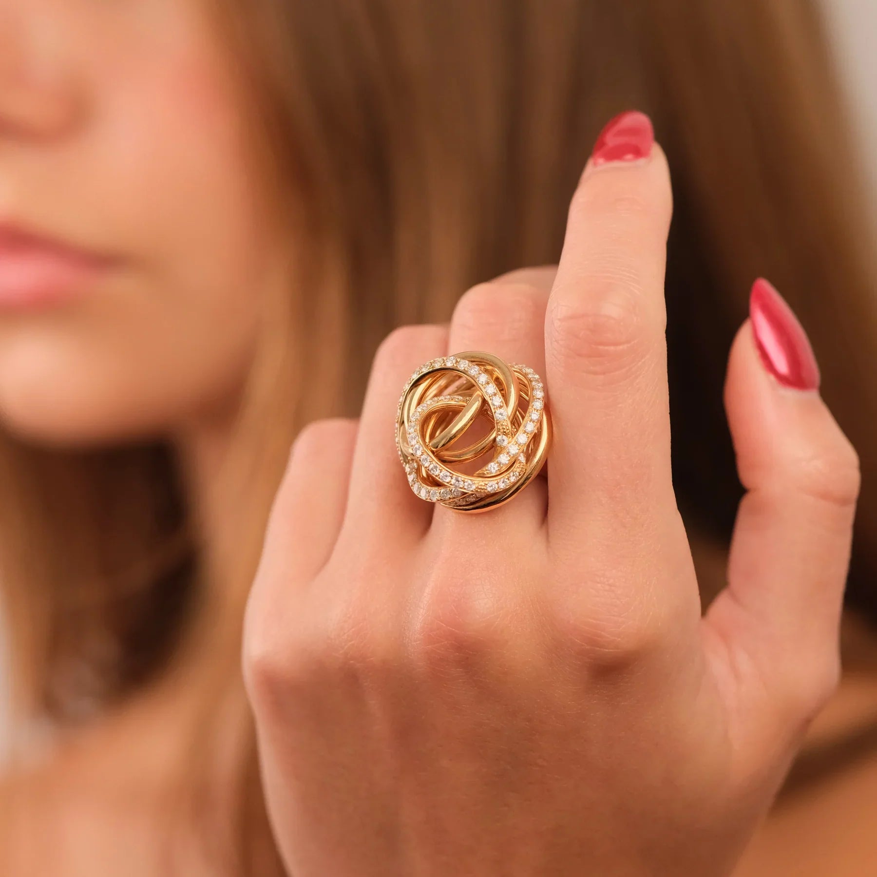 De Grisogono 18K Rose Gold Diamond Flower Lady's Ring