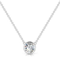 1.90ct. Single Stone Diamond Pendant Set In 14K White Gold, Round Brilliant Cut