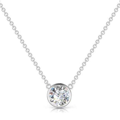 1.90ct. Single Stone Diamond Pendant Set In 14K White Gold, Round Brilliant Cut