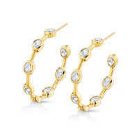 Oval Diamond Bezel Set Hoop Earrings