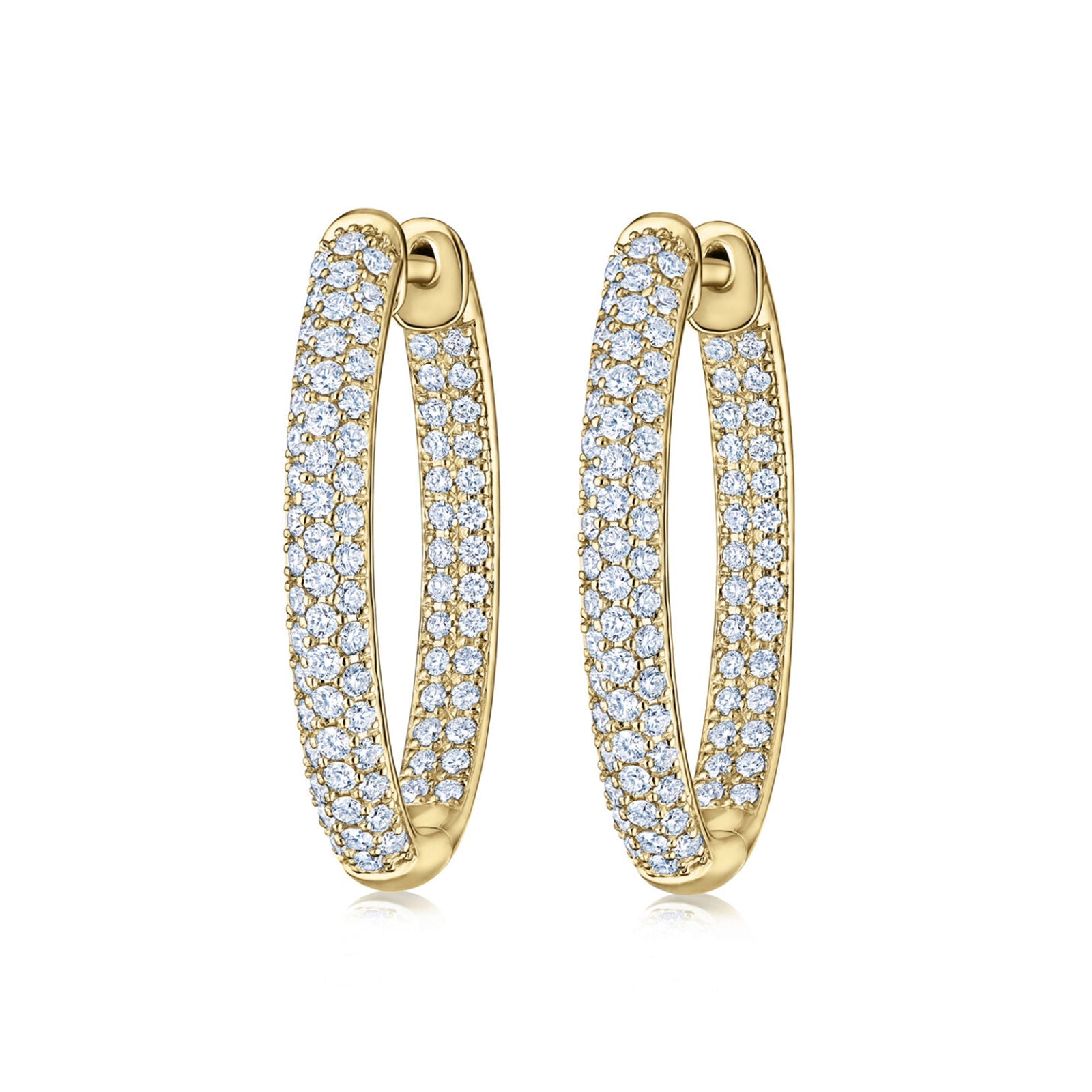 Moonlight Oval Hoop Earrings with Pavé Diamonds