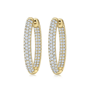 Moonlight Oval Hoop Earrings with Pavé Diamonds