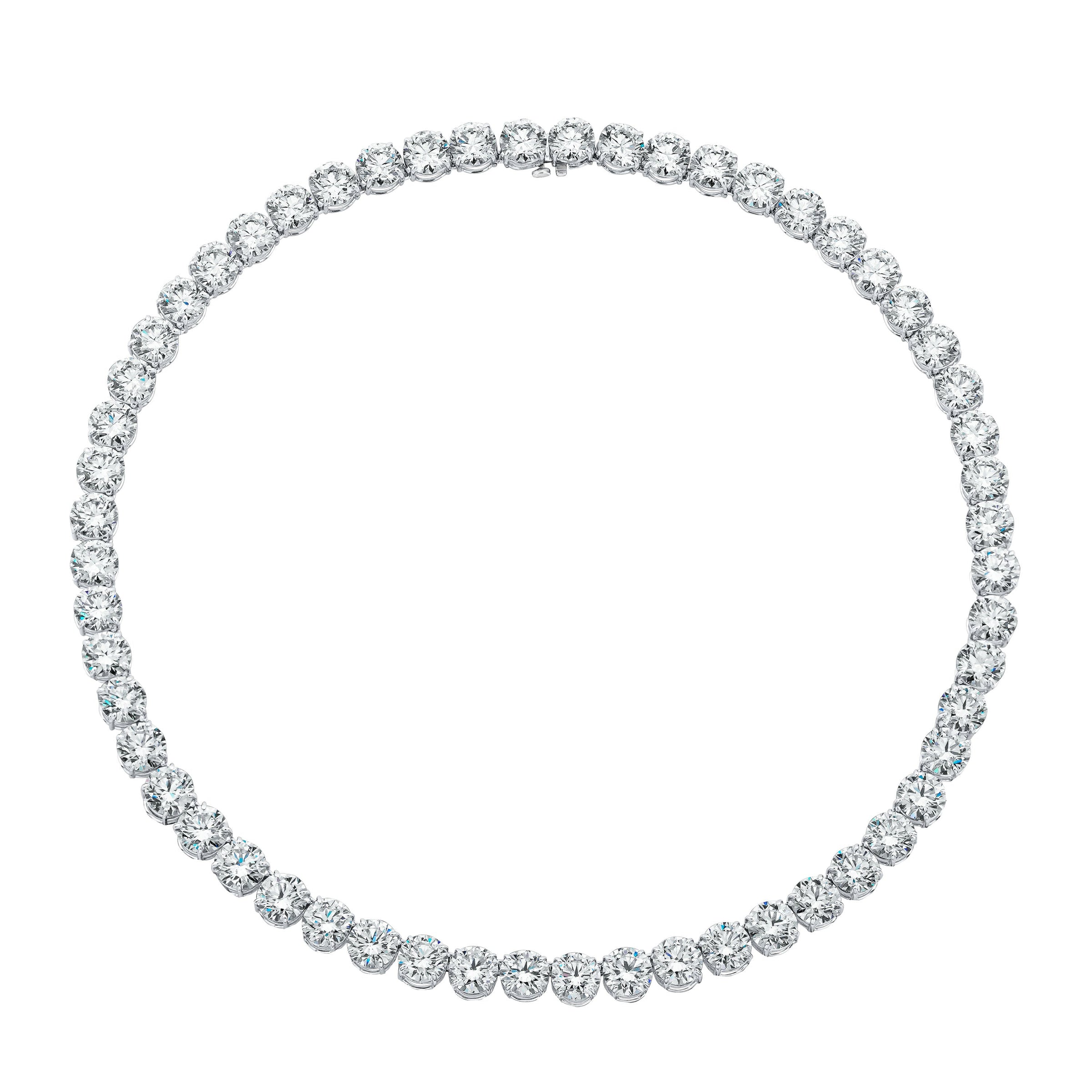 Straight Line Round Diamond Necklace 4-Prong