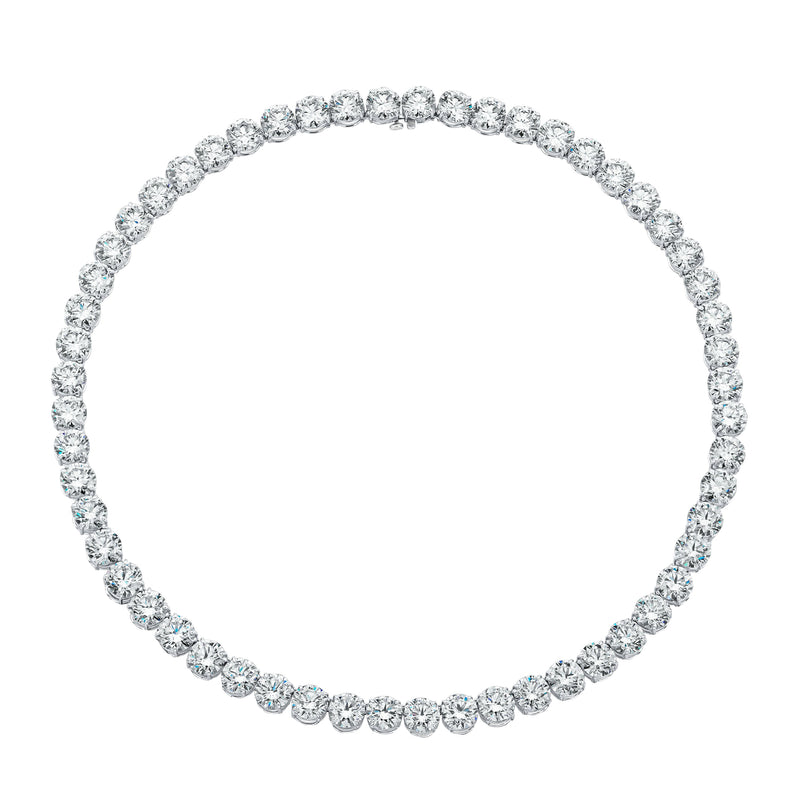 Straight Line Round Diamond Necklace 4-Prong