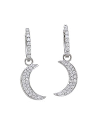 Pave Diamond Crescent Moon Earring Charms in Gold